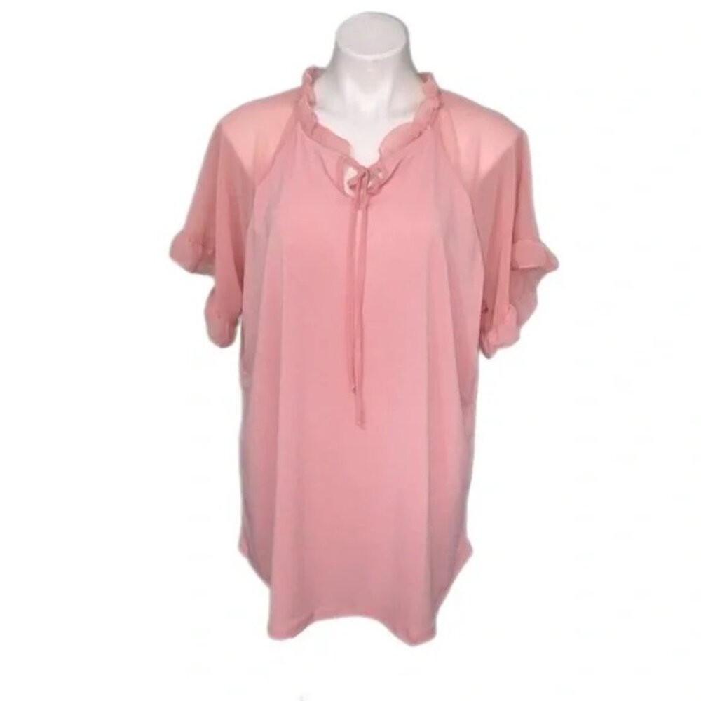 Light Pink Ruffle Sleeve Blouse Size 3X